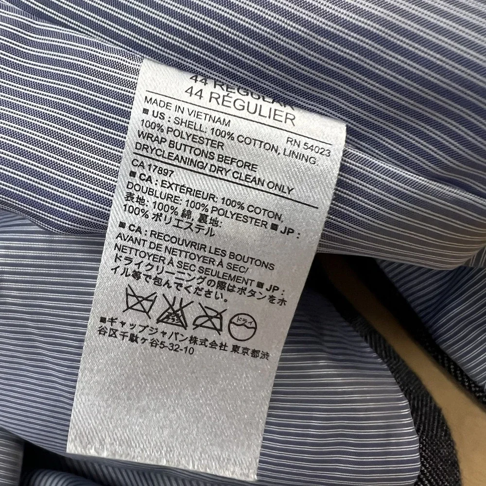 Banana‎ Republic Soft Knit Blazer Sport Coat Mens 44R Slim Fit Herringbone Gray